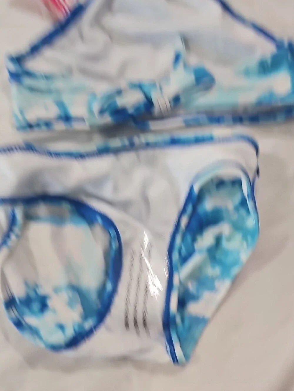 Kanu Surf Kids Swim Two-Piece Bikini Blue White Tie-Dye